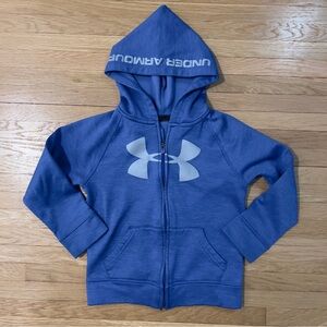Kids Under Armour Full Zip Up Sweatshirt, Size 6, Boys, Unisex, Athleisure, Blue